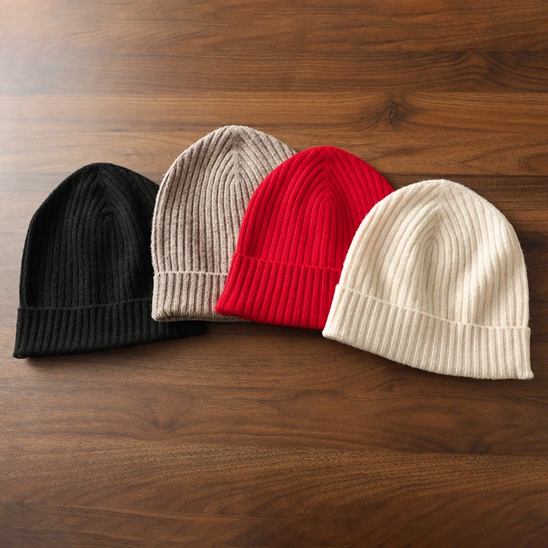 

ZOCEPT Soft Crochet Knit Beanie Winter Hat 100% Merino Wool For Women Warm Solid Color Cold Cap Fashion Accessory Skullies Cap