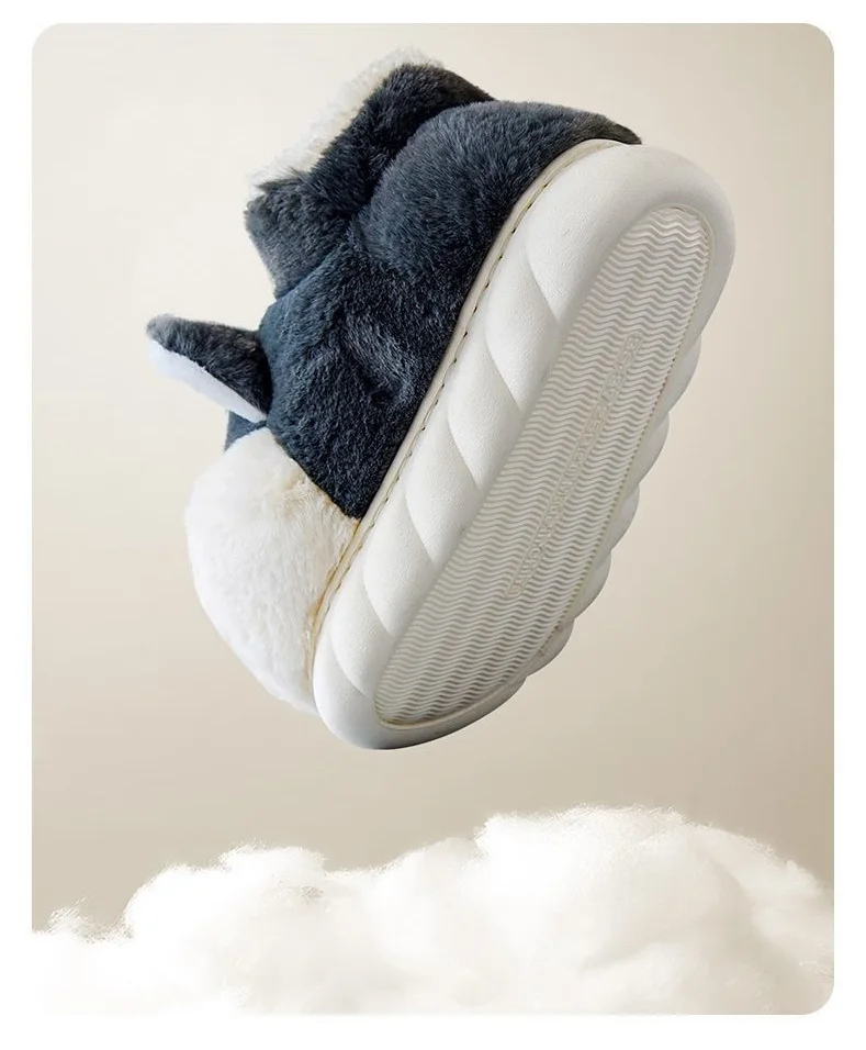 Winter Home Couple Shoes Women's Fluffy Dog Slippers Girls Animal Fur Slides Kawaii Funny Furry Shoes Woman Plush Rabbit Slipper