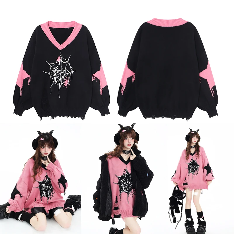 سترة نسائية محبوكة كبيرة الحجم من Street Sle سترة نسائية فضفاضة تناسب طويلة للخريف والشتاء مزيج قطني مريح Fce Thi... #5