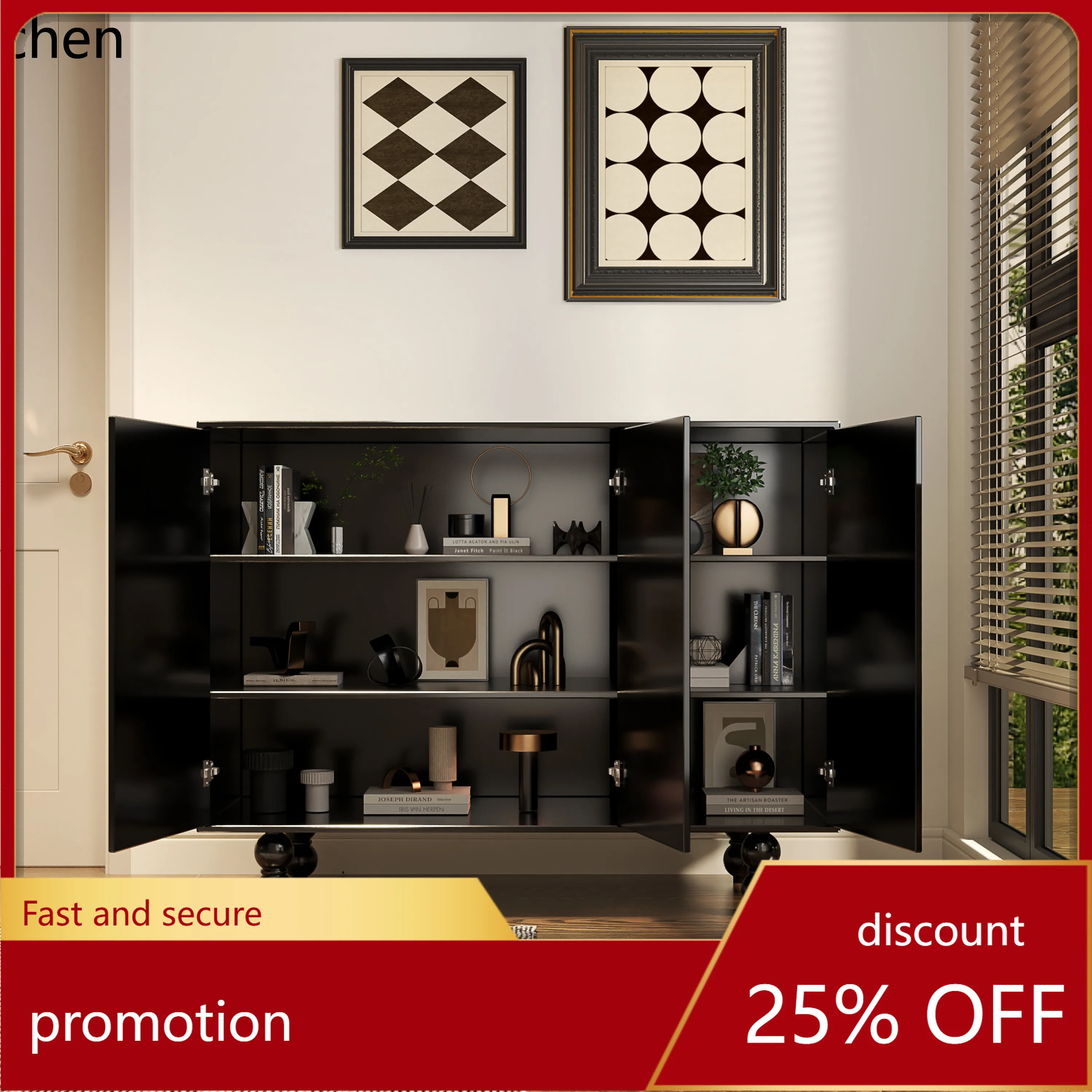 YFY Painted Multi-Functional Storage Shoe Cabinet Solid Wood Sideboard Storage Entryway Cabinet