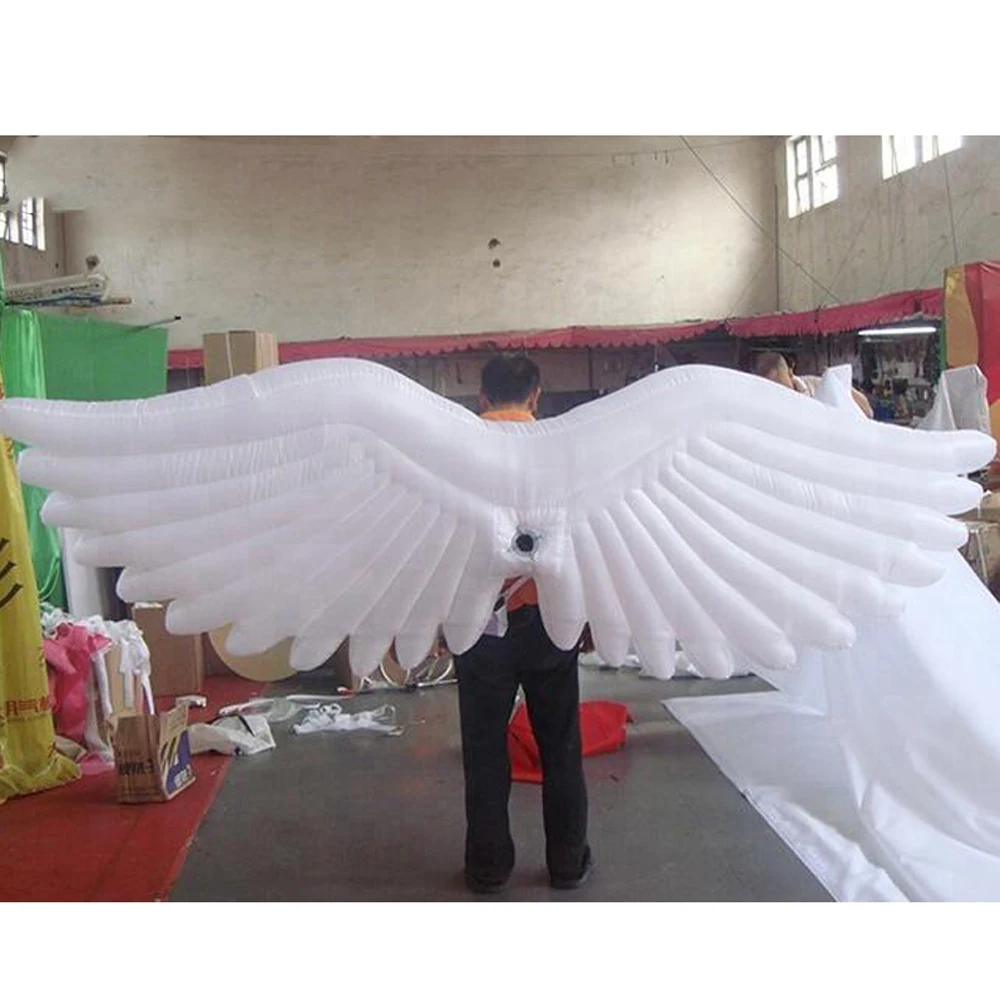 4mLong big white inflatable angel wings, inflatable wings costume for sale