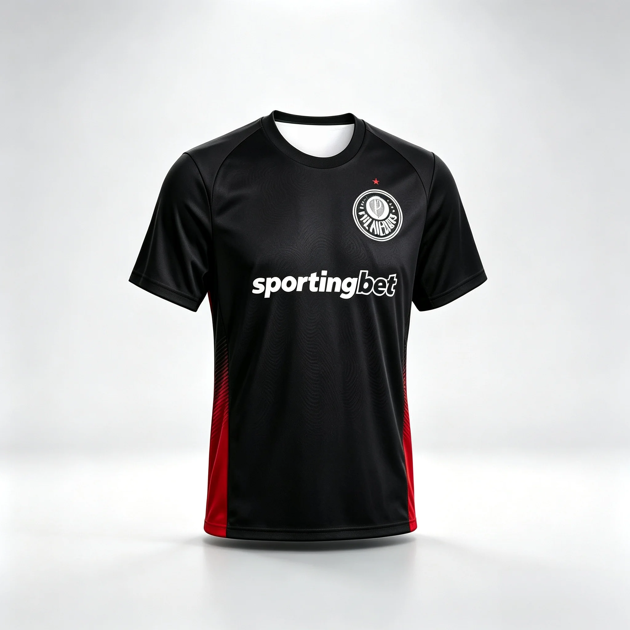Weißes Fußballtrikot für Herren mit roten Seitenstreifen, Sportingbet-Print, schnelltrocknendes Fußballshirt, Fan-Version, passende Familienkleidung. – Detail 8