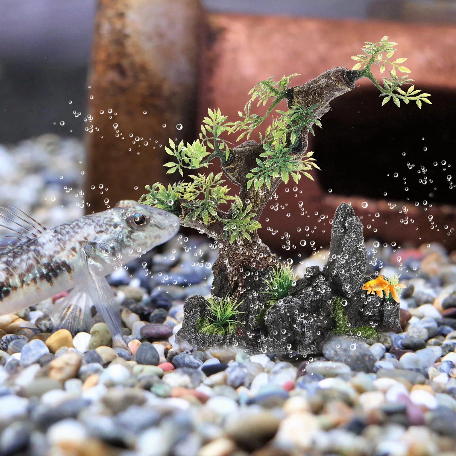 

Resin Fish Tank Pine Tree Aquarium Bonsai Artificial Plant Decoration Durable Safe for Salt and Saltwater