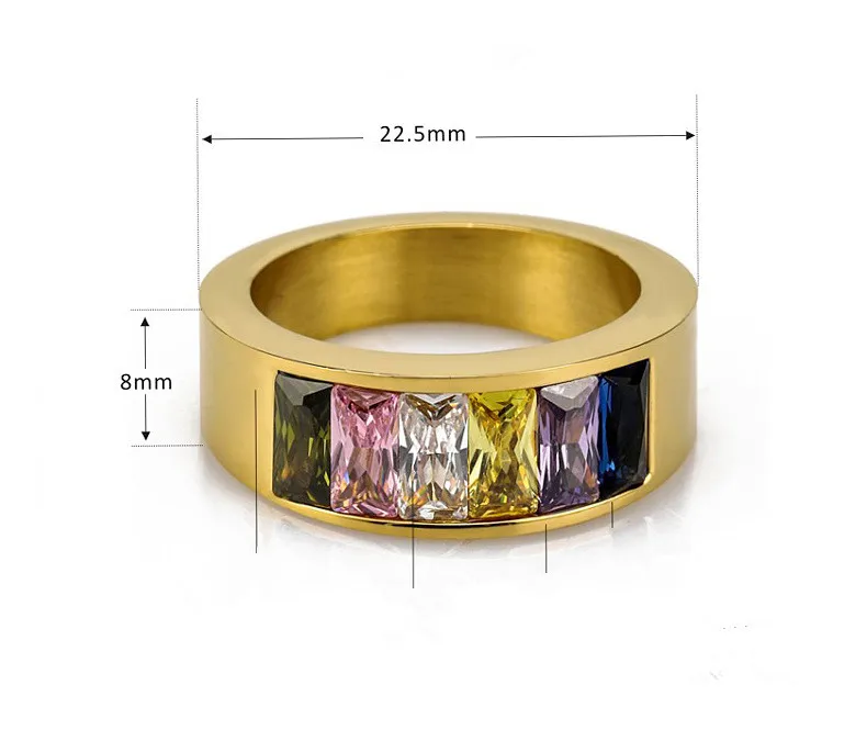 Fashion Multicolor Crystal Ring For Women And Men Stainless Steel Jewerly Promotion Wholesale