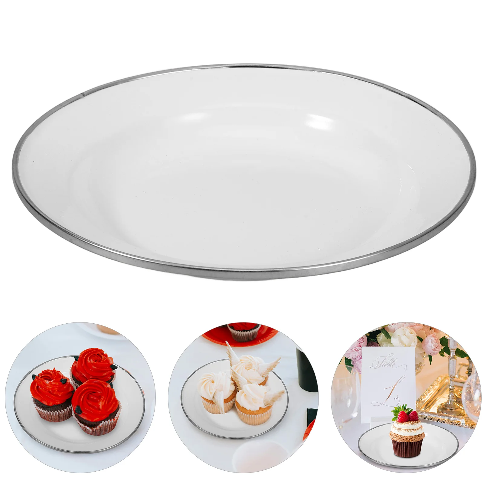 

4Pcs Enamel Plates Vintage Style Serving Snack Dish Decorative Food Tray for Home Kitchen Restaurant Party Use