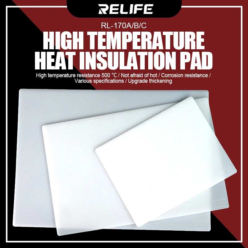 RELIFE RL-170A/B/C High Temperature Heat Insulation Pad 500 ℃ Thermal Insulation Mobile Phone Repair Pad Tools Various Sizes