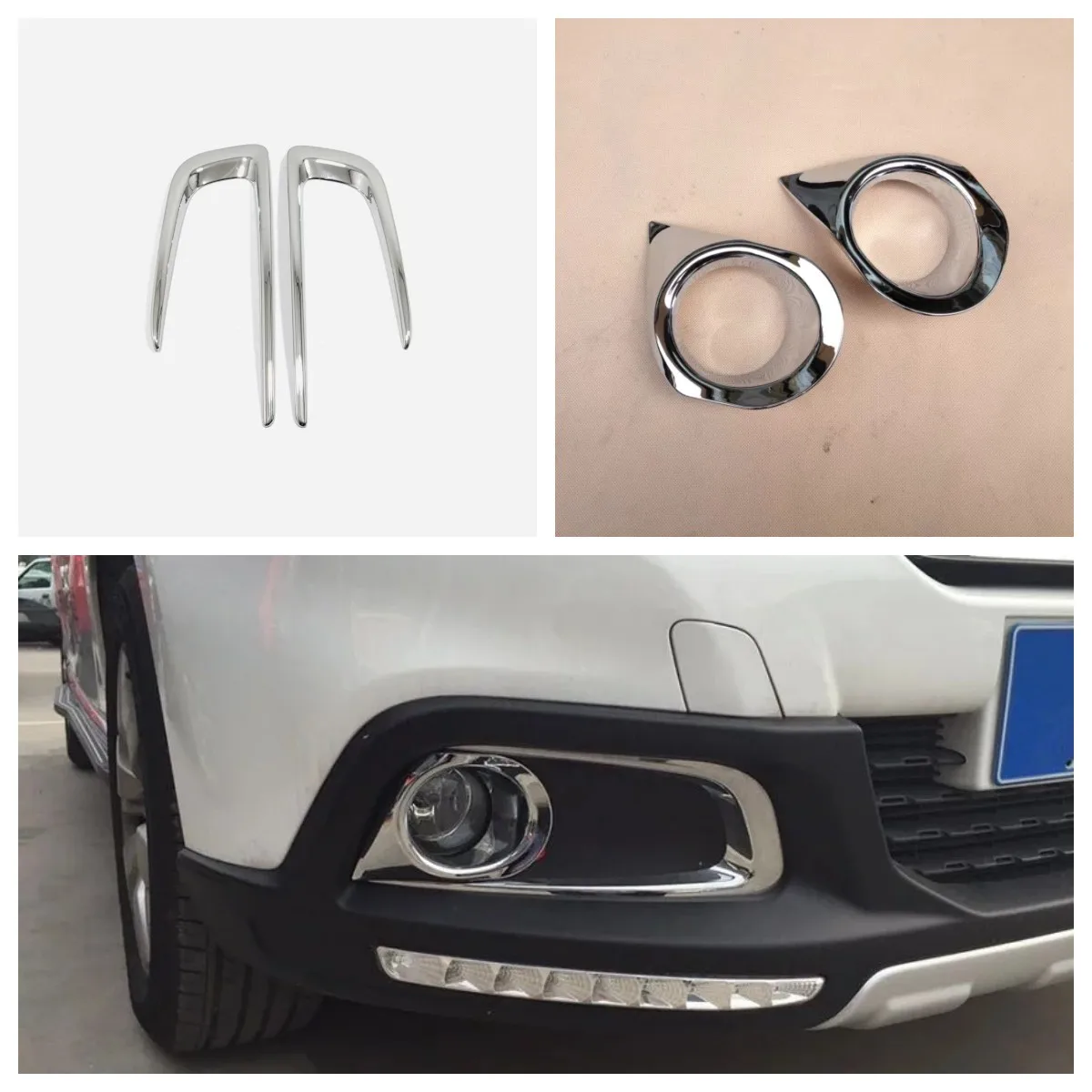 

For Peugeot 2008 2014 2015 - 2019 ABS Chrome Car Front Fog Light Lamp Frame Cover Foglight Eyebrow Trims Decoration Sticker