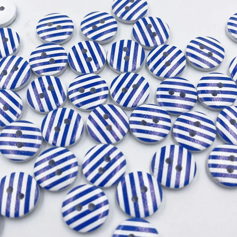 30/50/100 Pcs Blue Stripe Resin Buttons Handwork Gift Sewing Scrapbooking Decorative Home Decor Card Making DIY WB862