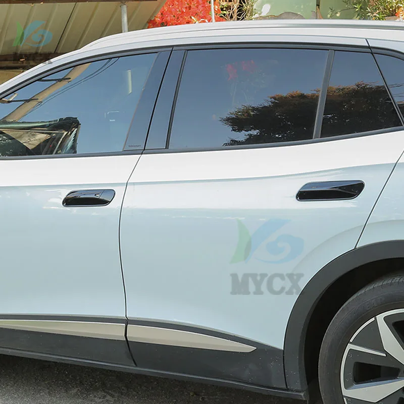 ل Volkswagen VW ID.4X ID.4 CROZZ 2021 + ألياف الكربون غطاء مقبض باب السيارة الملحقات لمعان أسود ألياف الكربون مقبض باب السيارة #3