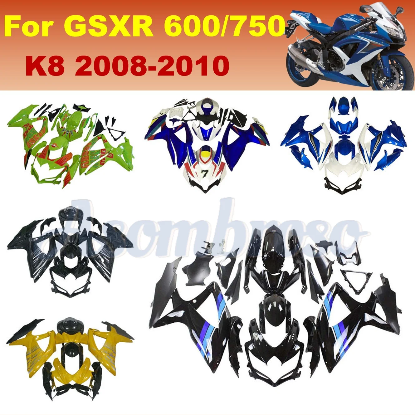 

Replacement Bodywork Set For GSXR600 GSXR750 2008 2009 2010 Full Fairings GSX-R600 750 08-10 Motorcycle Body Set
