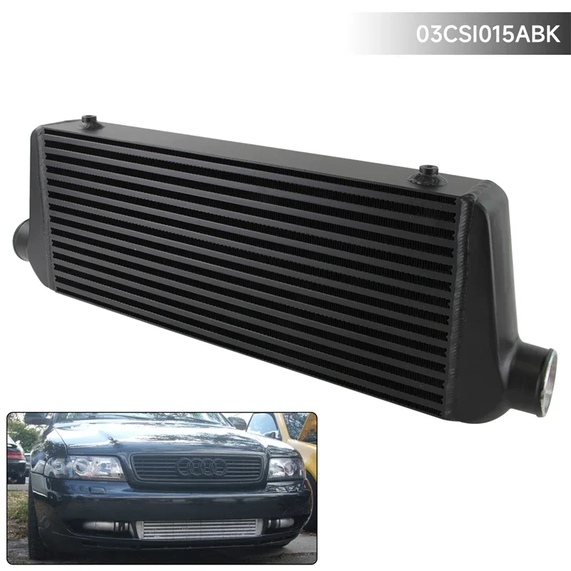 

Inlet/Outlet 63mm Universal bar plate Turbo front mount Racing Aluminum Intercooler Black