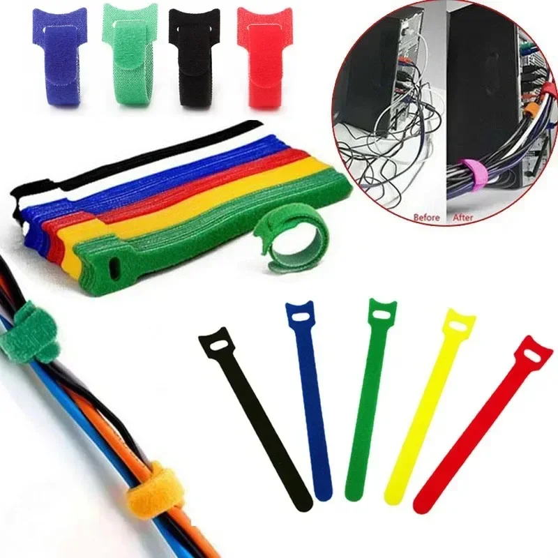 Fasteners Auto Adhesive Velcros Tape Releasable Cable Tape Strap Nylon Sewing Circular Wrap Diy Colorful Plastic Organizer Arts