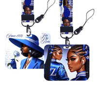Fashion Women Zeta Phi Beta Sorority Lanyards ID Badge Holder Strap Work Card Bus Access Card Holder Keychains Accessories