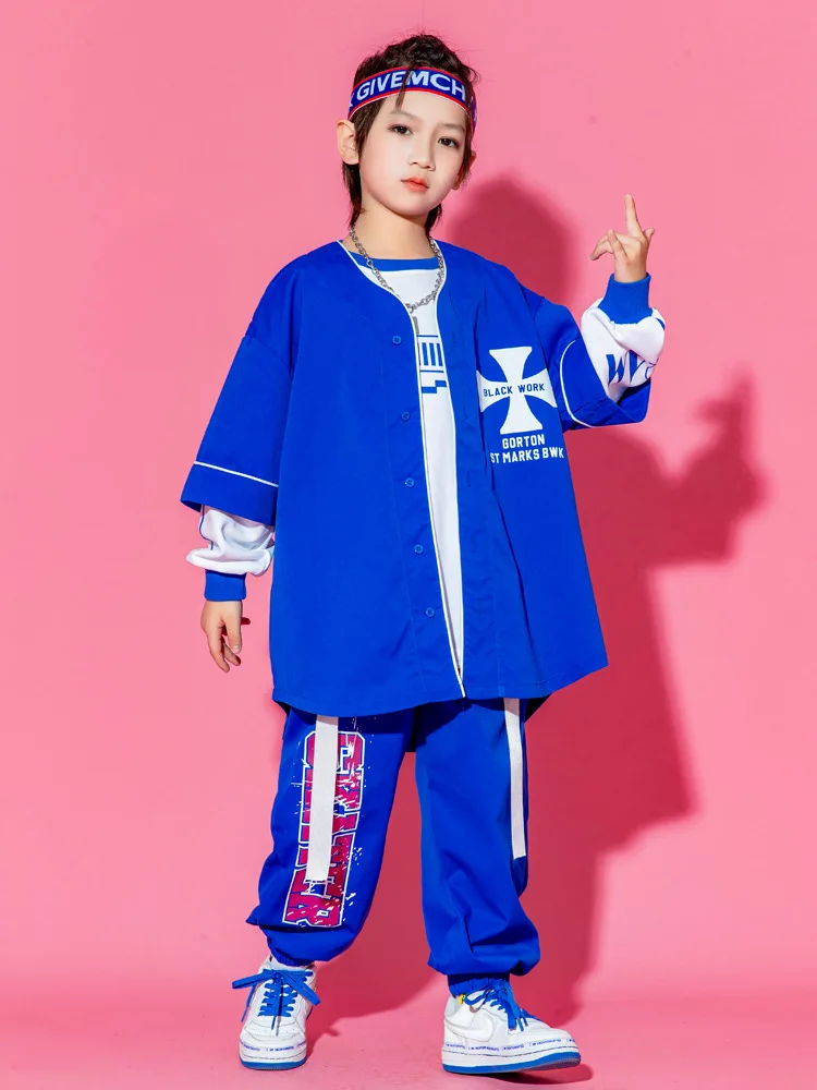 소년 힙합 세트 야구 재킷 카고 바지 소녀 streetwear 스포츠 코트 어린이 재즈 의류 키즈 스트리트 댄스 의상