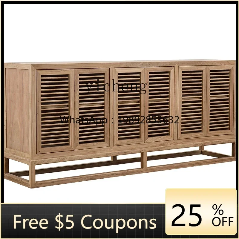 

New Chinese Black Walnut Side Cabinet Old Elm Solid Wood Storage Locker Entrance Cabinet