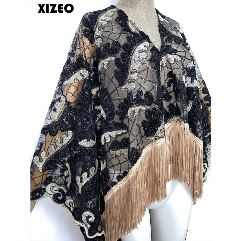 XIZEO 2023 Elegant Irregular Winter Women Cardigan Kaftan Transpare Bohemia Free Size Long Sleeve Party Wedding Gift sexy