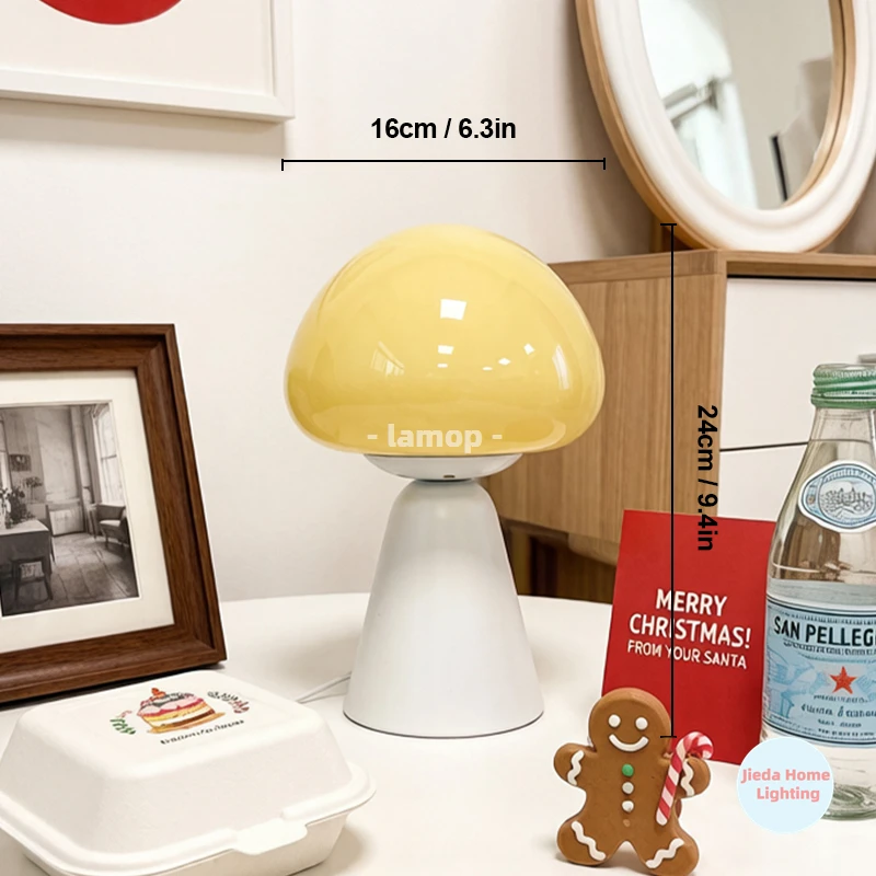Murano Glass Cove Recessed Mushroom Canopy Table Lamp Integrated Tapered Solid Base 3 Tone Soft Light Rural Pastoral Courtyard