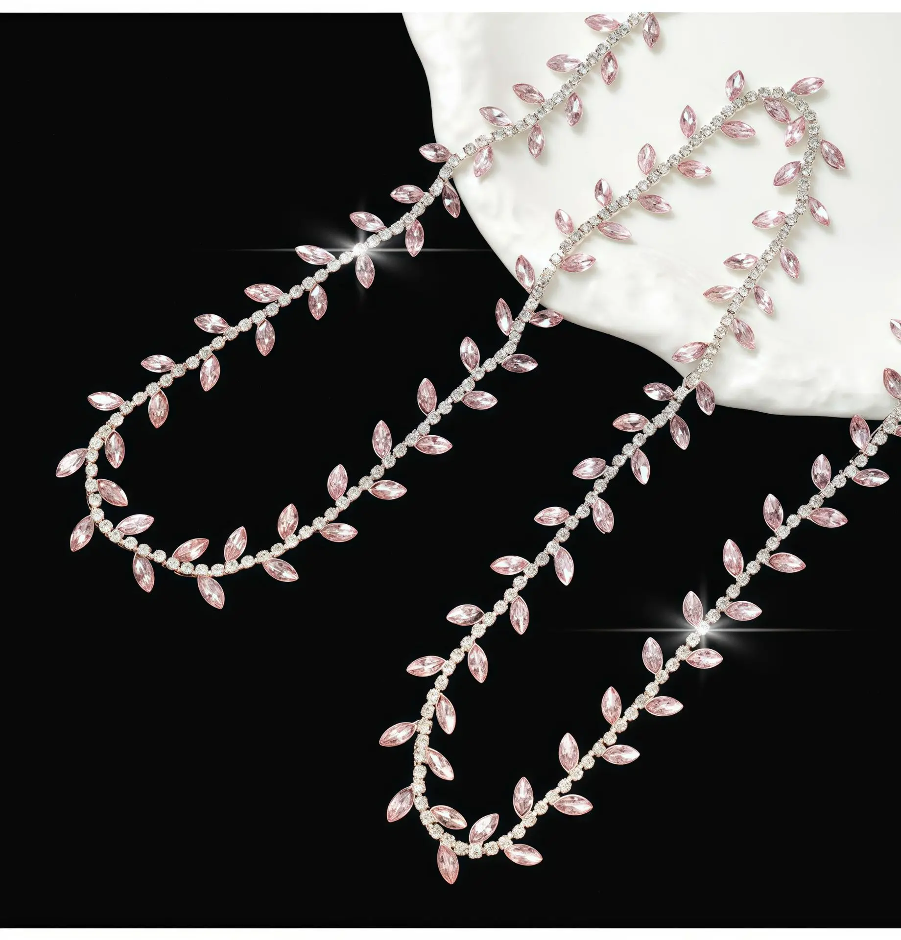 10 Meter Strass-Kette Kristall-Diamant Kleidungszubehör DIY Handwerk Dekoration Blattförmiges Strass-Band Nähzubehör – Detail 3