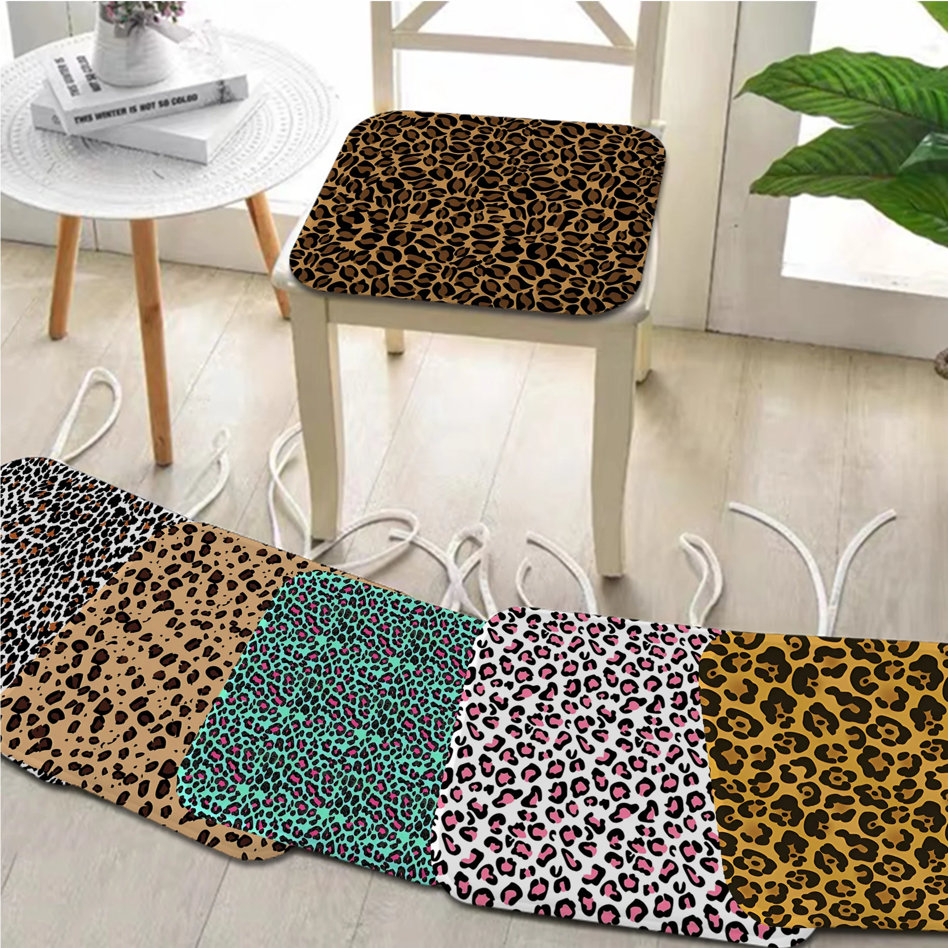 

Leopard Print Panther Four Seasons Stool Pad Patio Home Kitchen Office Chair Seat Cushion Pads Sofa Seat 40x40cm Cushion Pads