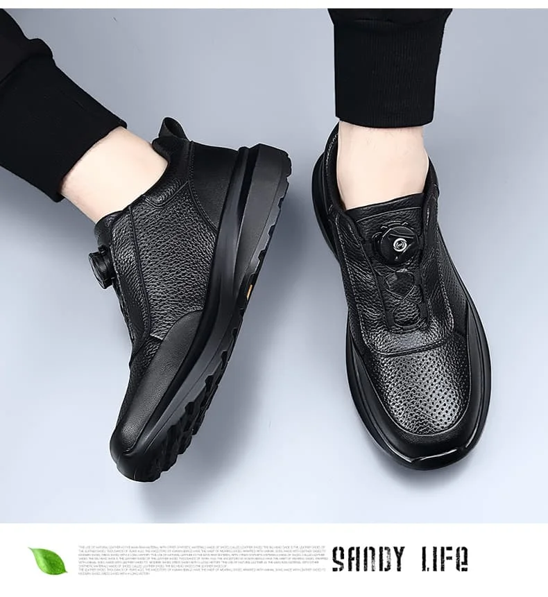 Sportliche Freizeitschuhe für Herren mit Automatikschnallen, bequeme Pendler-Schuhe, mehrlagiges Rindsleder, höhenvergrößerndes Innendesign – Detail 24