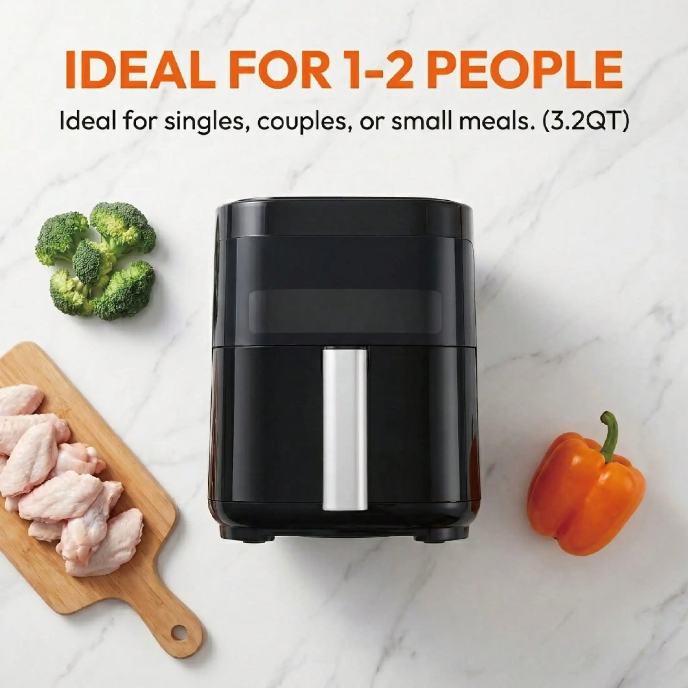 YMS 3.2QT Touchscreen Air Fryer With Visible Window, Black, 8-In-1 Preset Functions, Oil-Free Healthy Cooking, Fast & Easy To Clean, 1200W Compact Small Air Fryer For Singles, Perfect For Apartment Dorm Countertop Use, Air Fryers, Kitchen Accessories