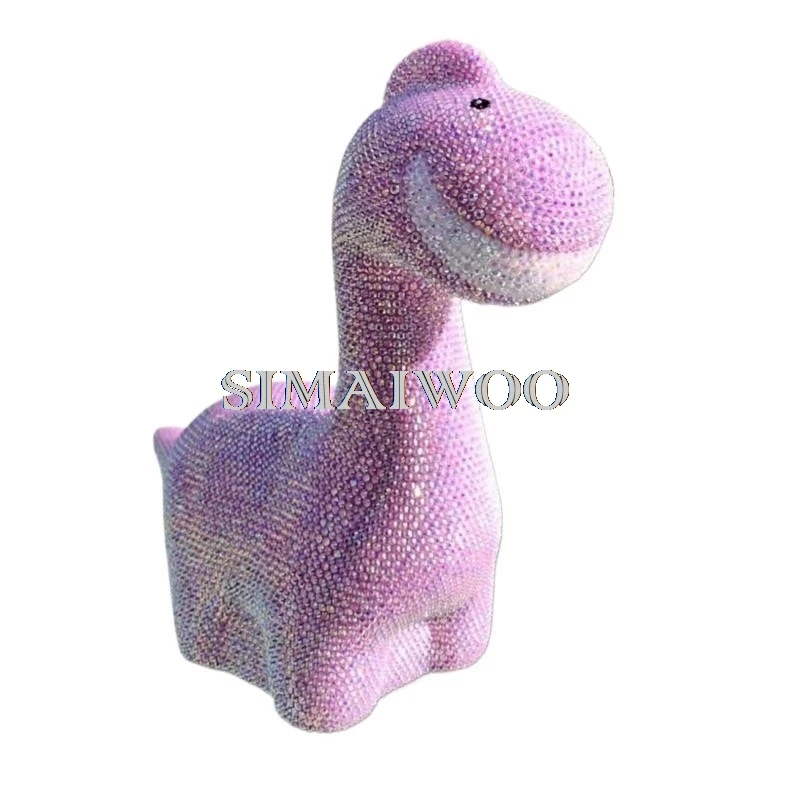 DIY Diamond Rhinestone Pink Dinosaur Statue Blinged Animal Coin Storage Home Decorative Handmade Mosaic Christmas Birthday Gift 