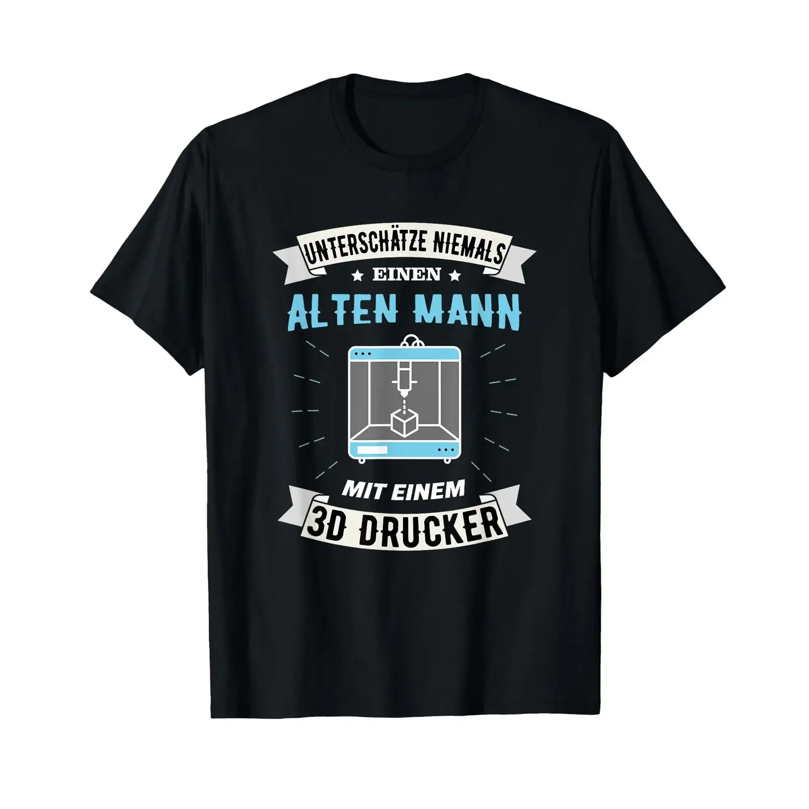 Never underestimate an old man with a 3D printer T shirt vintage Washed homme Breathable Comfortable fashion graphic Versatile