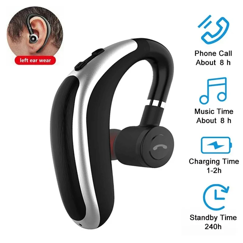 New Wireless Headphone Bluetooth-compatible V5.0 Headset Business Handsfree Ear-hook Sports Gaming Earphones With Mic for IPhone