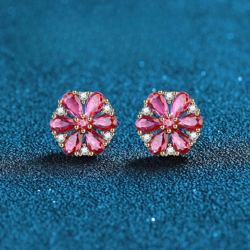 

Темперамент PT950, платиновый искусственный культивированный драгоценный камень, шесть лепестков цветов, гвоздь, женский инкрустированный нишей в форме капли воды