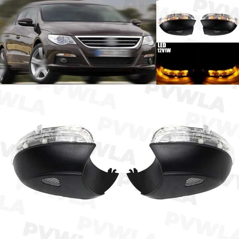 

For VW Passat CC 2009 2010 2011 2012 Pair Rear Mirror Turn Signal Indicator Light Lamp With Puddle Light With LED Bulbs