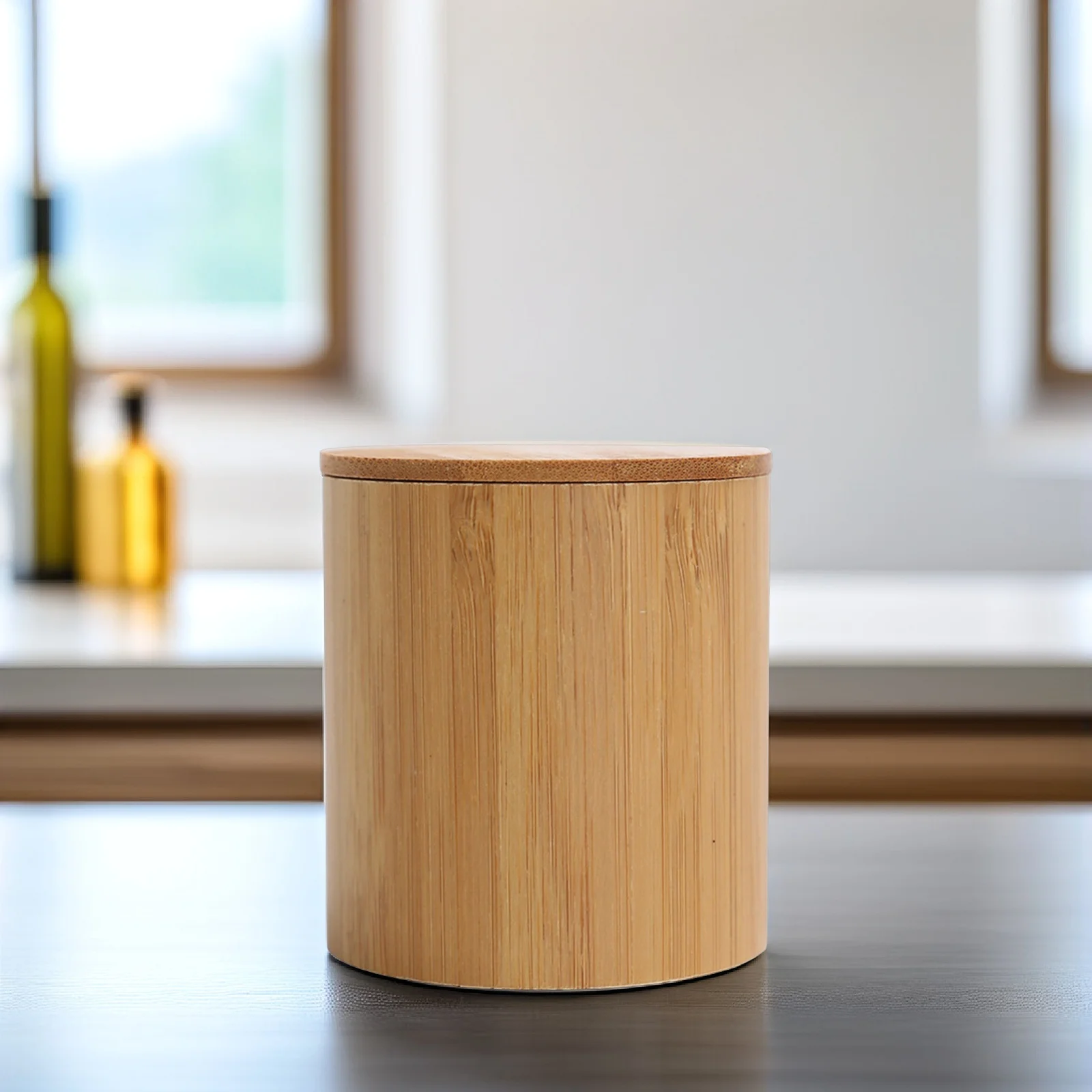 

Bamboo Tea Storage Canister Airtight Wooden Jar for Coffee Beans Sugar Dry Food Simple Design Portable Kitchen Container
