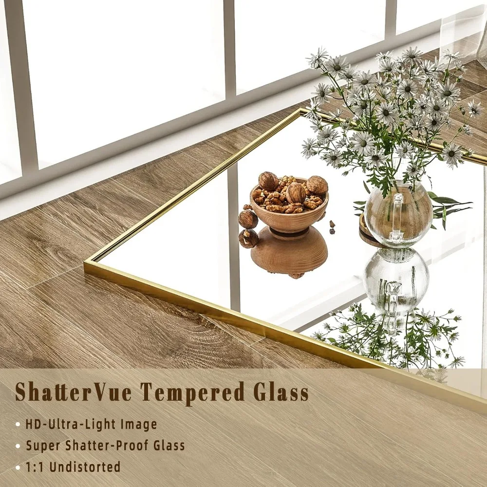 알루미늄 프레임 바닥 거울, 65"x24" 파손 방지 강화 유리, 가정용 전신 스탠드 거울