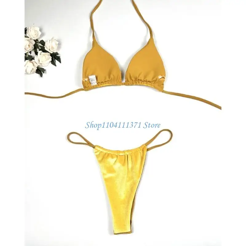 P9FC Summer Halter Set Backless Swimwear Two Pieces Swimsuit Beachwear Fashion Bathing Suits for Women Female