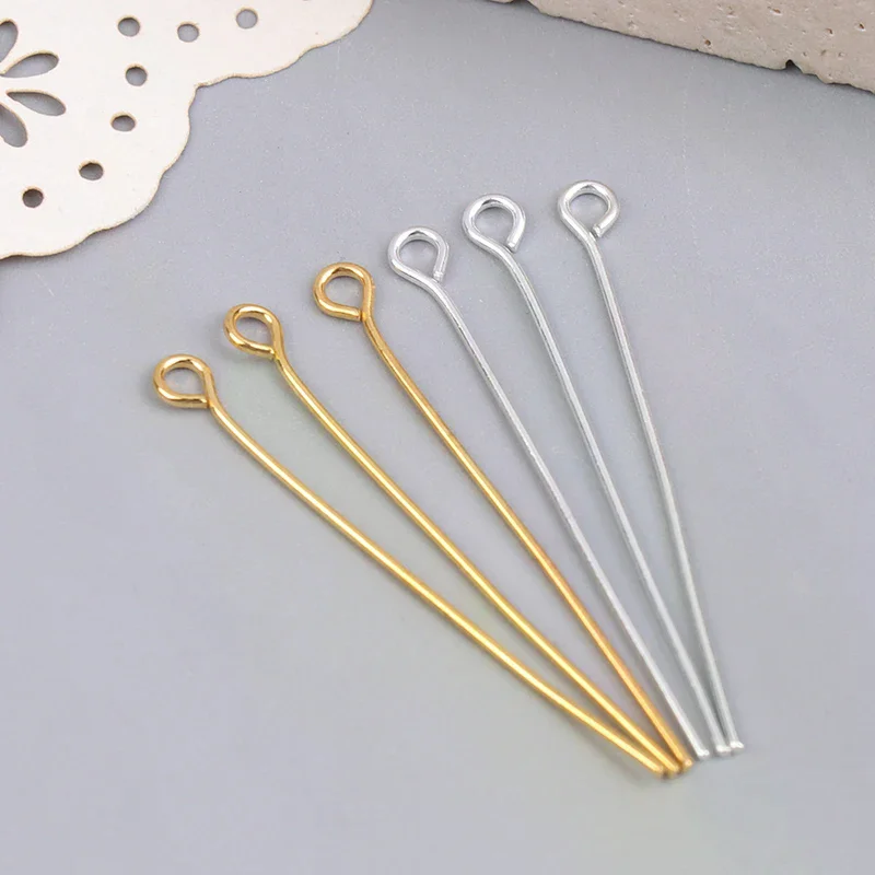 200 قطعة 35 مللي متر سلك معدني صغير دبابيس الديكور الصغيرة المفتوحة العين رئيس دبابيس الإبر DIY بها بنفسك الحرفية أقراط مجوهرات اكسسوارات #1