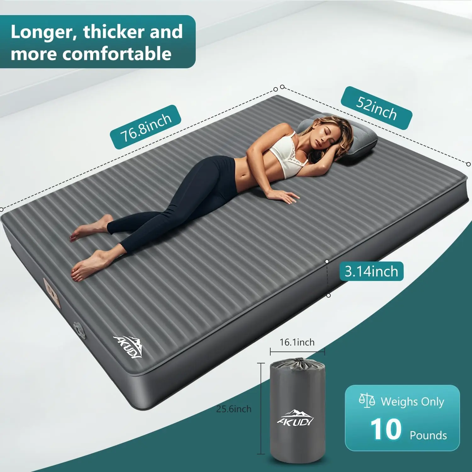 Double Self-Inflating Sleeping Pad with Built-in Electric Pump | 3.15