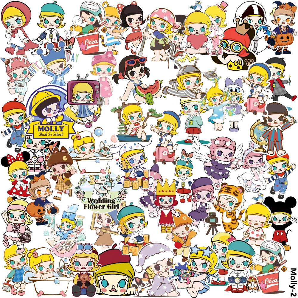 Lovely Colorful Collectible Doll Cartoon Stickers Set Waterproof Decals for Water Bottle Phone Laptop Scrapbook Album Decor