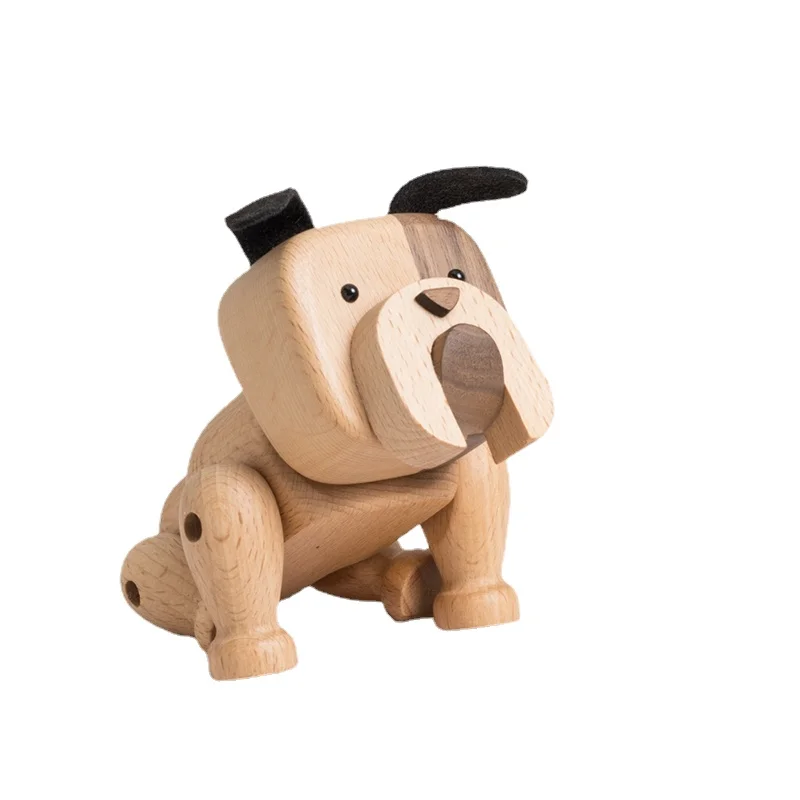 Bulldog Wooden Dog Children Wooden Toys Simulation Animal Ornaments Nordic Ornament Internet Celebrity Girlfriend Gift