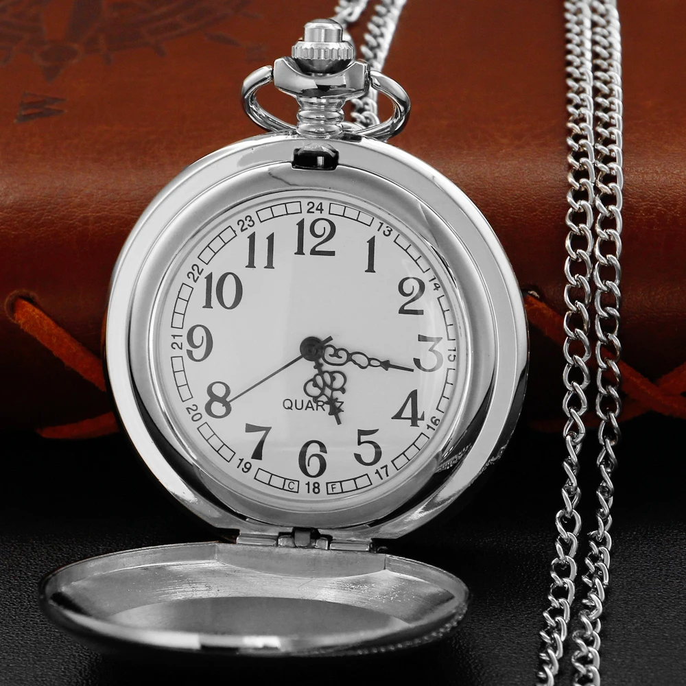 Classic Stalin Emblem Logo Quartz Pocket Watch Classic Silver Distressed Craft Necklace Pendant Accessories Clock Gift