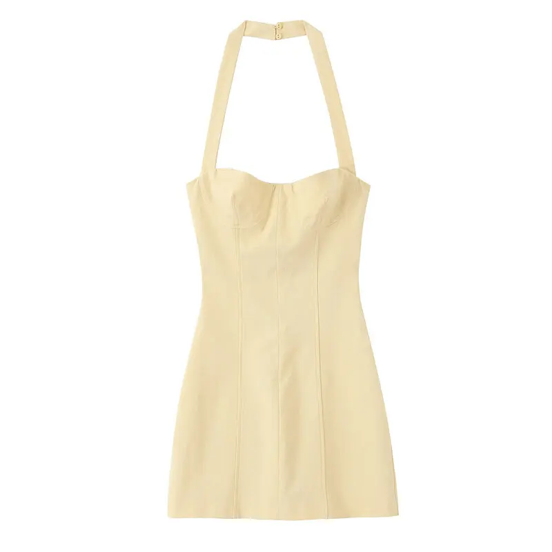 صيف 2025 فستان رومبير نسائي جديد بتصميم متعدد الاستخدامات ورقبة مميزة 632، أسلوب مناسب للتنقل، بدون أكمام، مصنوع من مواد ...