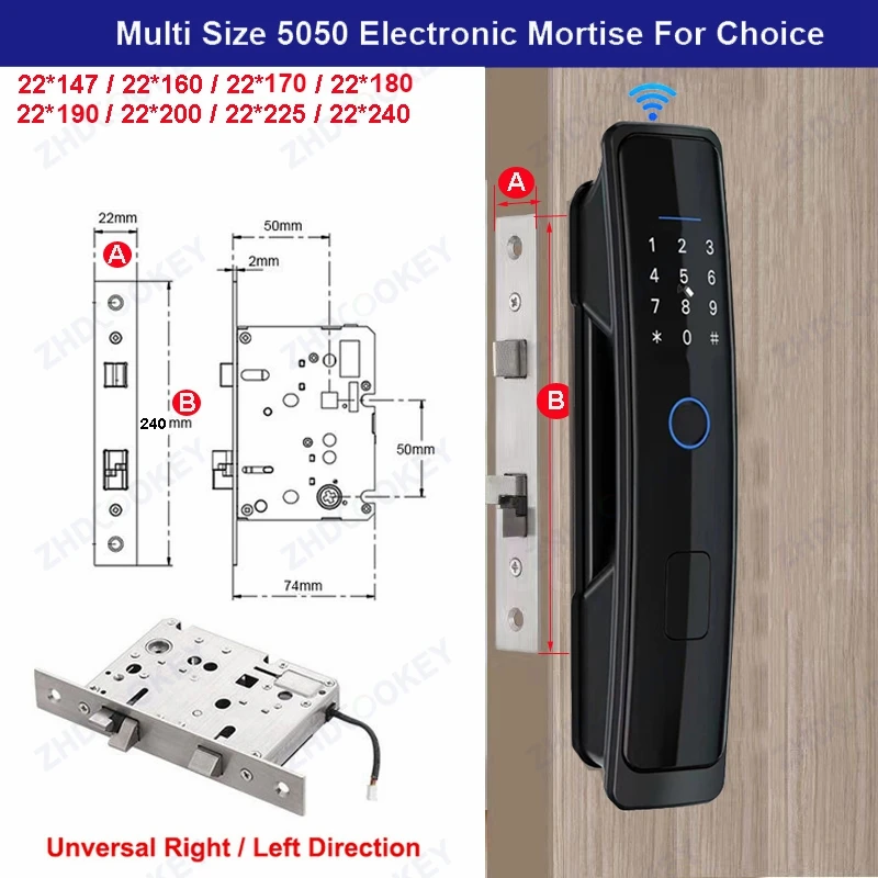 8 Languages Tuya WiFi APP Password IC Card Fingerprint Biometric Digital Keypad TTlock Bluetooth Smart Door Lock with Alexa