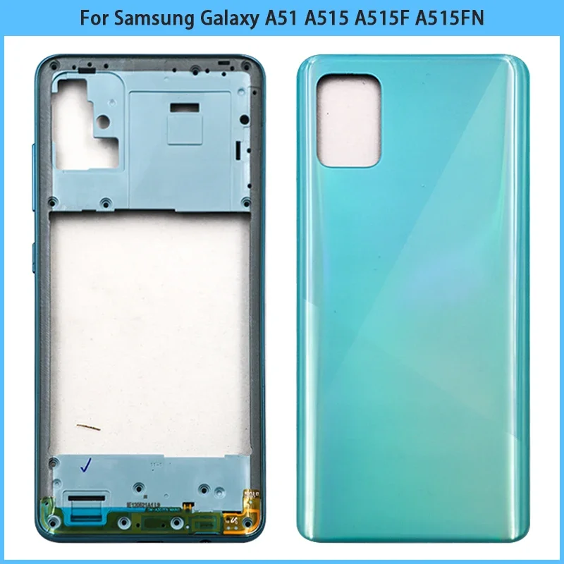 For Samsung Galaxy A51 A515 A515F A515FN Battery Back Cover A51 Plastic Housing Case Middle Frame Chassis Volume Side Key Replac