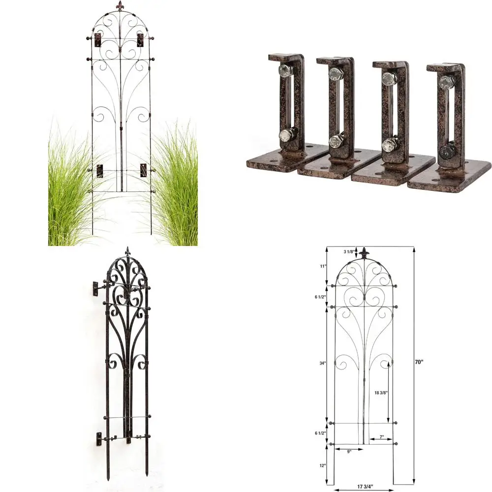 

Outdoor Metal Wall Decor Trellis for Climbing Plants - Art Garden Panel for Roses Vines Privacy with Bracket