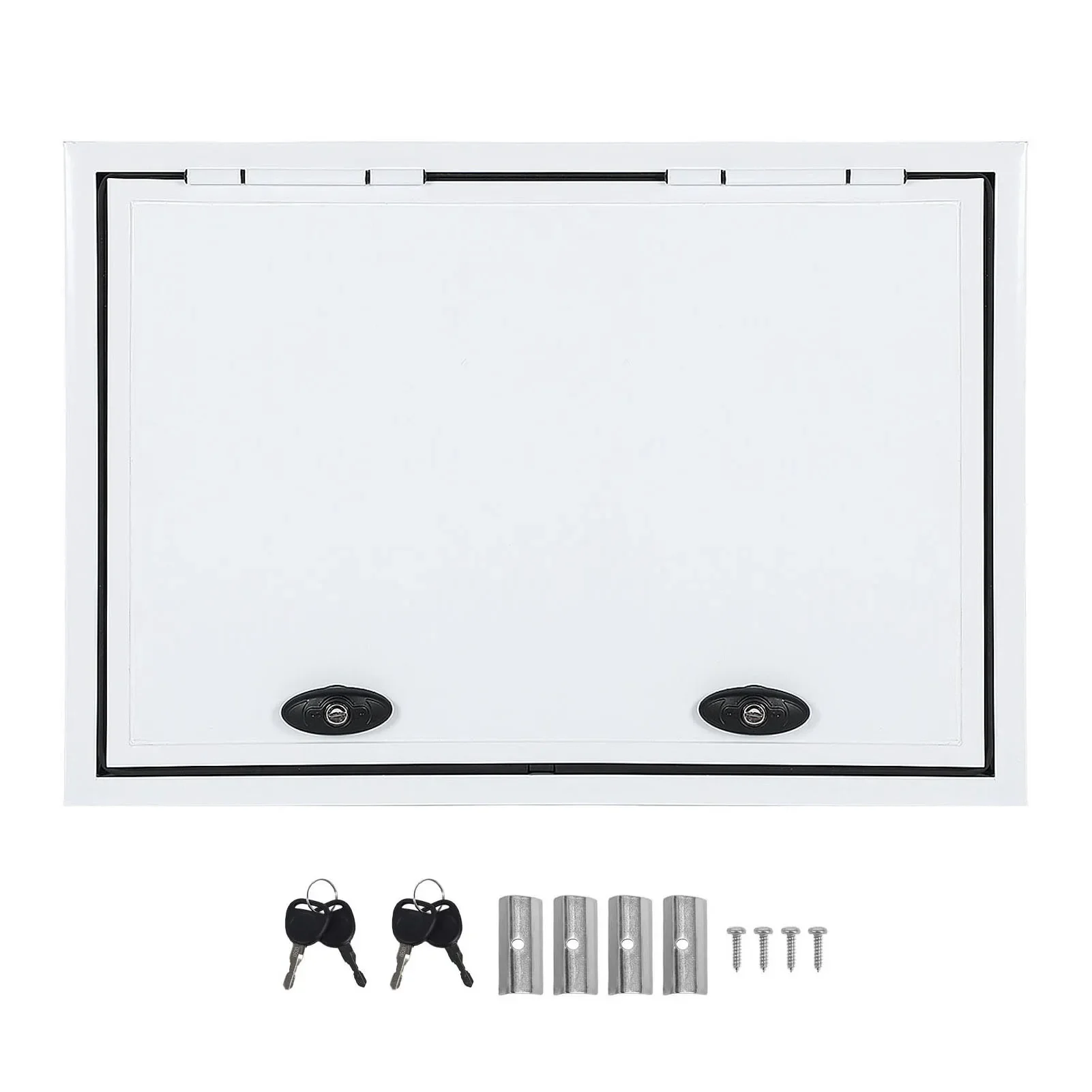 RV Storage Compartment Door 28x16 Inch Heavy dut Square Door with Dual Support Bar and Safety Lock for Camper Trailer Motorhome