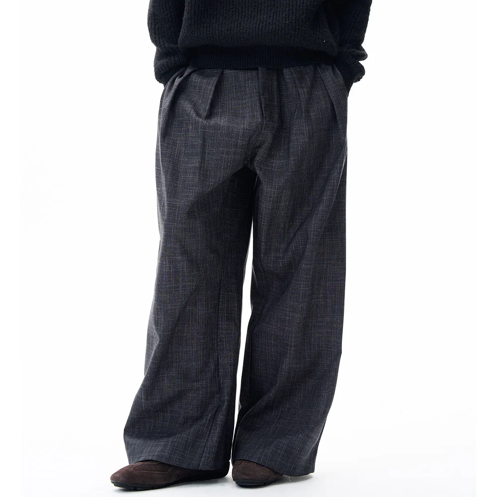 

Men's Streetwear Fashion Vintage Loose Casual Commuting Wide Leg Baggy Pants Trousers Pleated Design Suit Pants