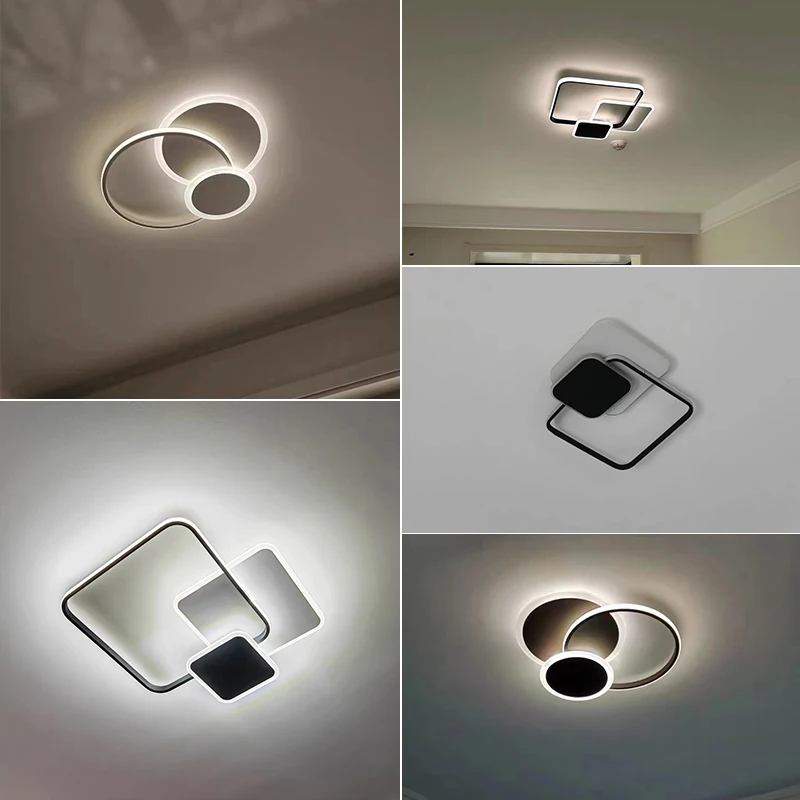 White Black LED Ceiling Light For Bedroom Dining Room Study Kitchen Modern Chandelier Room Decoration Home Ceiling Lighting Lamp