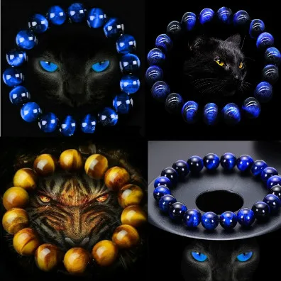 6/8/10/12mm Gorgeous Blue Tiger Eye Bracelets for Men Women Natural Tiger Eye Stone Beads Bracelet Buddha Bracelets Unisex