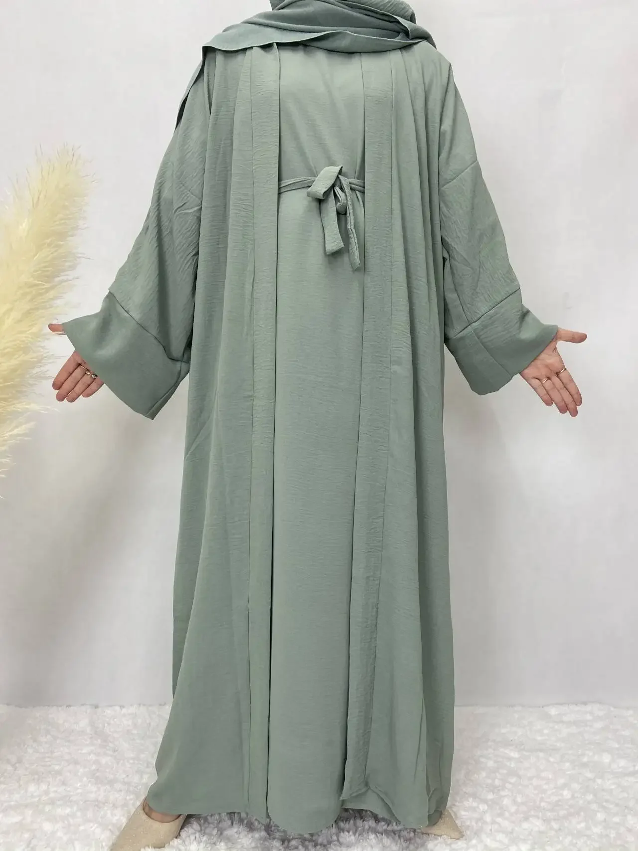 

Turkish Solid Color Plus Size Abayas Kaftan Islamic Dress Dubai Moroccan Long Sleeve Skirt Loose Women Elegant Muslim Clothing