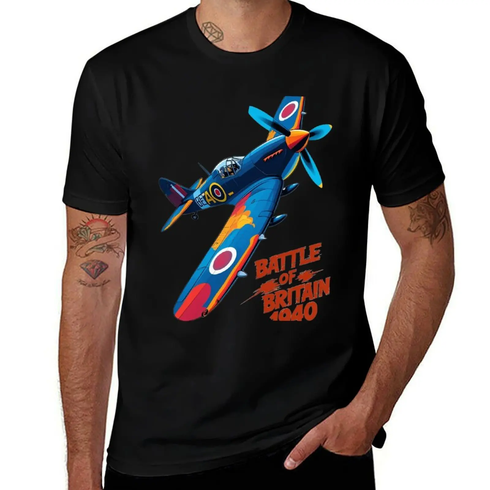

Battle of Britain 1940 – Dynamic Comic Style Spitfire Art T-Shirt anime clothes oversizeds Funny t-shirt Short sleeve tee men