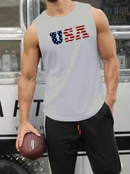 Summer new men's vest T-shirt simple letter printing daily fitness sports sleeveless breathable and comfortable men's vest