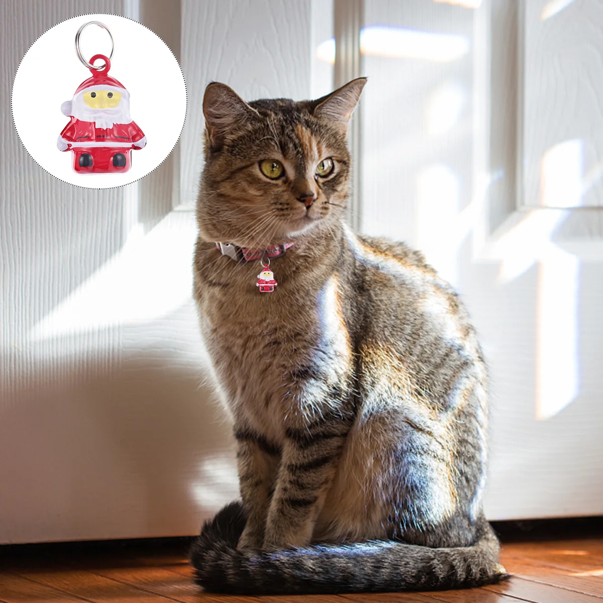 

10Pcs Santa Claus Design Bell Durable Iron Material Easy Take on Off Pet DIY Accessory Pet Bells DIY Bell Accessory